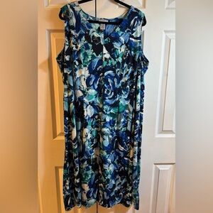 Catherines Blue Floral Midi Dress